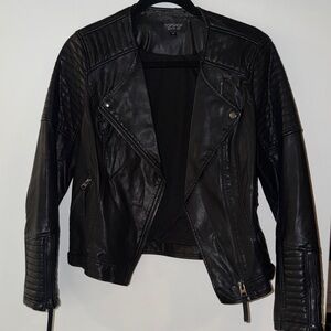 Topshop Quilted Black Leather Jacket